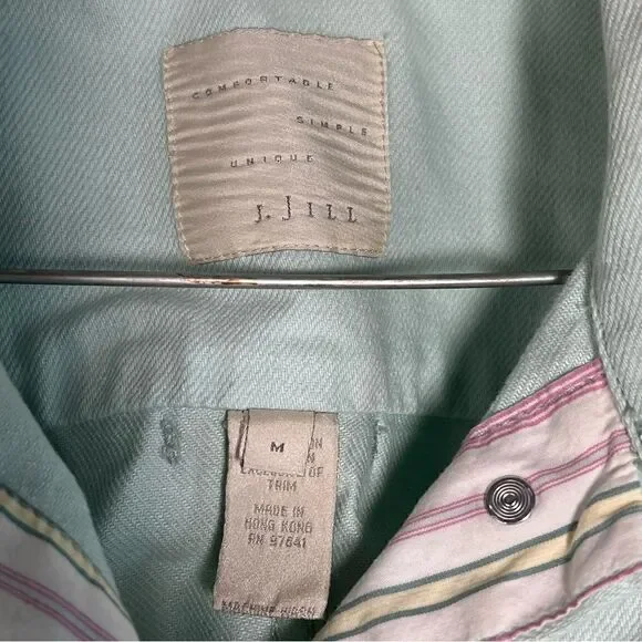 J. Jill Cotton Blend Seafoam Green Button Down Jacket M - Picture 4 of 8